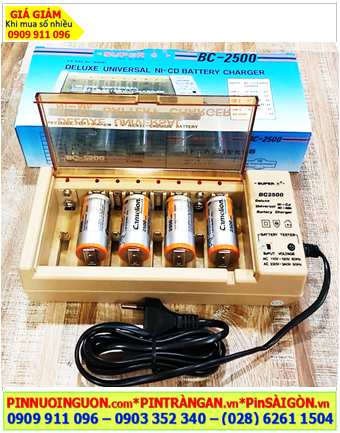 Super BC-2500, Bộ sạc 4viên Pin trung C 1.2v -Kèm sẳn 4 pin sạc Camelion NH-C2500BP2 (C2500mAh-1.2v)